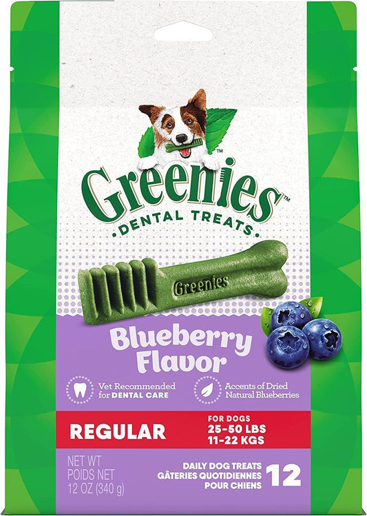 Greenies Bursting Blueberry Dog Dental Treat Regular Size 12 Count - Pack of 2