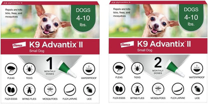 K9 Advantix II Small Dog Vet-Recommended Flea, Tick & Mosquito Treatment & Prevention | Dogs 4-10 Lbs. | 3-Mo Supply