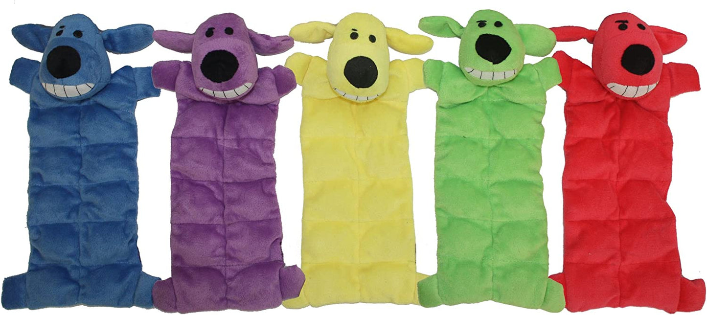 Multipet 12-Inch Squeaker Mat Soft Plush Dog Toy with 13 Squeakers, Colors May Vary