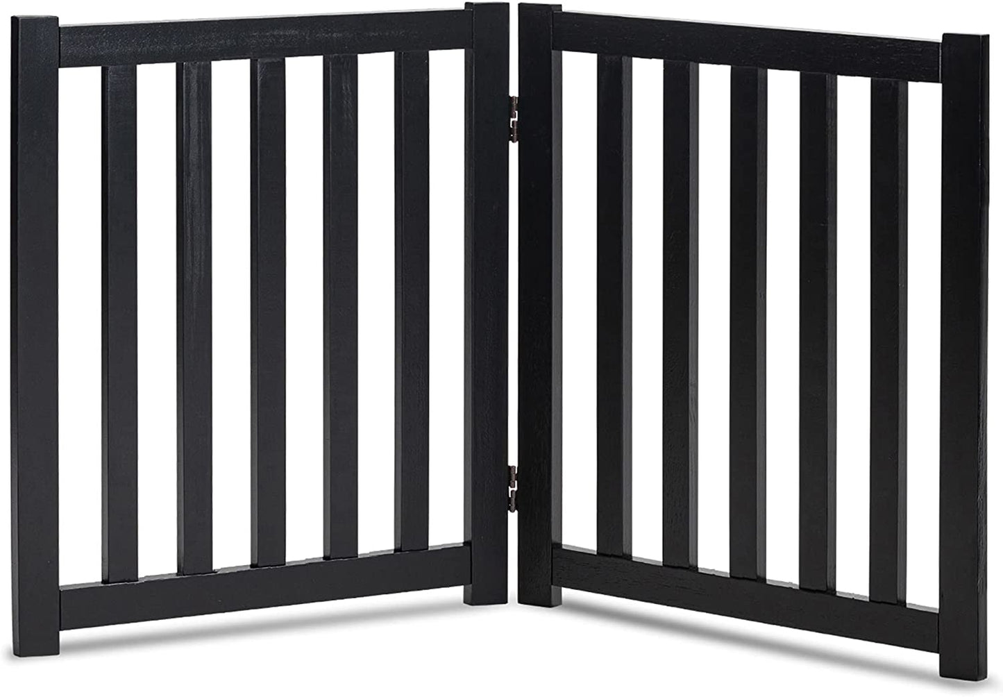 LZRS Solid Hardwood Freestanding Pet Gate,Wooden Dog Gates for Doorways,Nature Wood Dog Gates for the House,Dog Gate for Stairs,Freestanding Indoor Gate Safety Fence,Black,24" Height-2 Panels