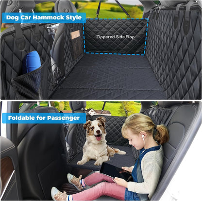 URPOWER Back Seat Extender for Dogs, Dog Car Seat Cover with Hard Bottom Dog Car Seat Bed Waterproof Dog Hammock for Car Pet Backseat Protector with Mesh Window and Storage Pocket for Car, SUV