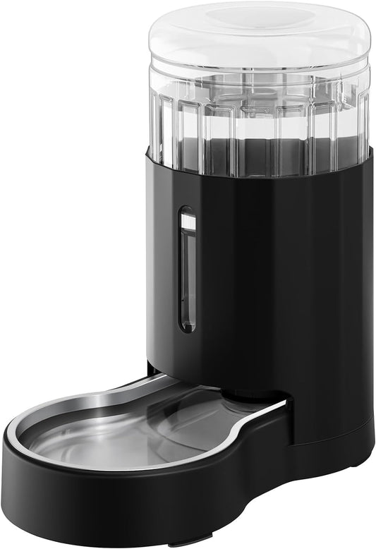 CZPET Automatic 6L Dog and Cat Water Dispenser with Stainless Steel Bowl Gravity Waterer,100% Bpa-Free,Large Capacity and Drinking Area Noise-Free for Pets (6L Water Dispenser, Black)