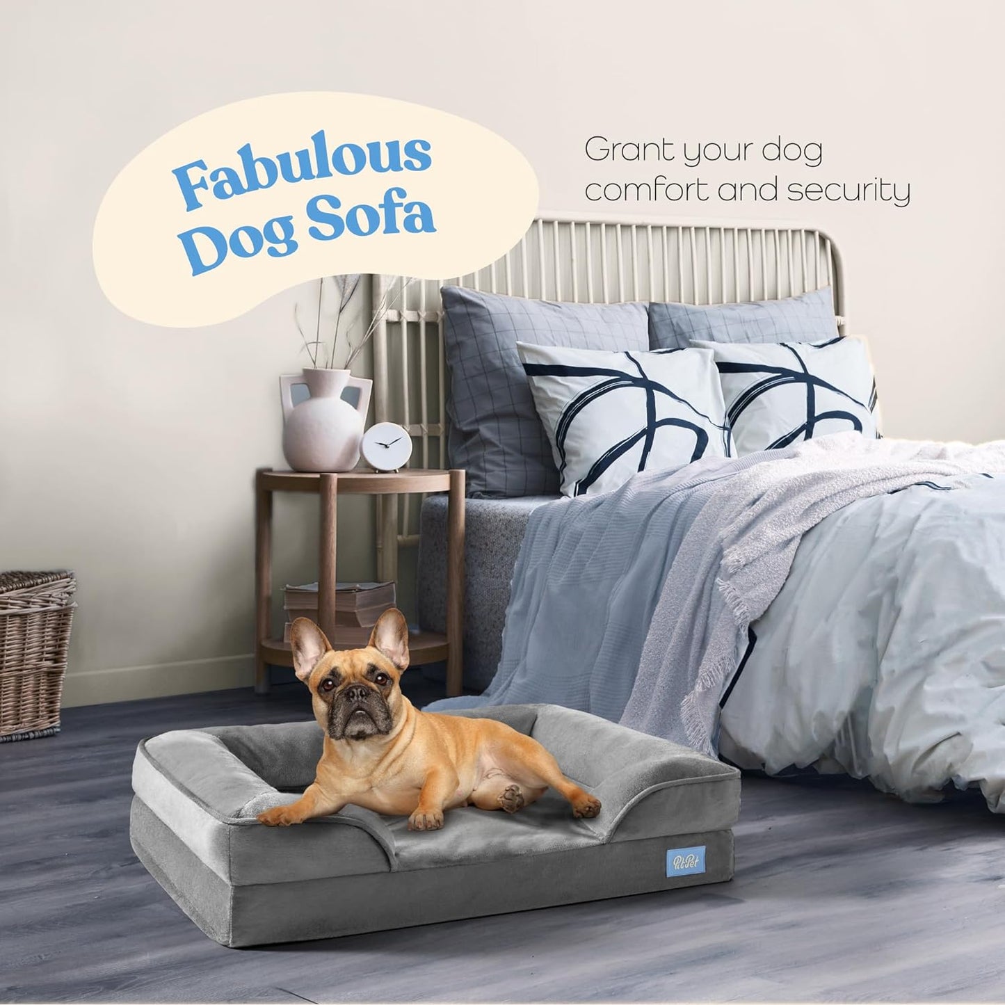 Orthopedic Sofa Dog Bed - Ultra Comfortable Dog Beds for Medium Dogs - Breathable & Waterproof Pet Bed- Egg Foam Sofa Bed with Extra Head and Neck Support - Removable Washable Cover & Nonslip Bottom.