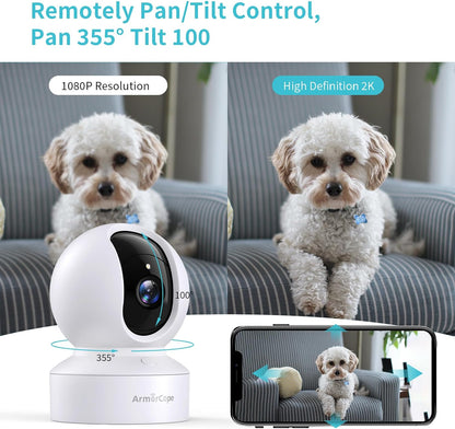 Pet Camera, 2K HD Dog Camera with Phone APP, 360° Pan/Tilt View Puppy Cam, One Click Call for Baby Monitor, Magivpix Night Vision,Motion Tracking Alarm with Cloud/Local Sd,Home Indoor Security Cam