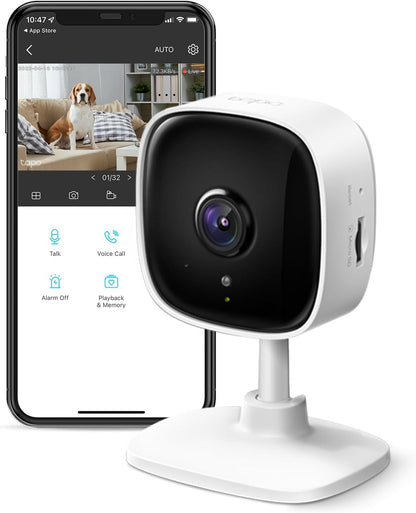 Tp-Link Tapo 1080P Indoor Security Camera for Baby Monitor, Dog Camera W/Motion Detection, 2-Way Audio Siren, Night Vision, Cloud & SD Card Storage, Works W/Alexa & Google Home (Tapo C100)