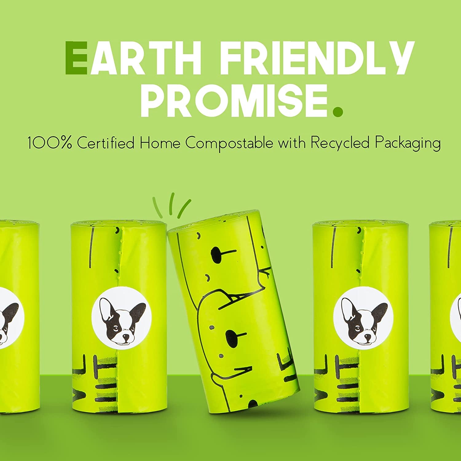 100% Certified Home Compostable Dog Poop Bags - 10% to Charity - ASTM D6400 & EN 13432 Compliant Dog Waste Bags - 120 Bags - 8 X Rolls of Plant Based Compostable Poop Bags - Thick Doggie Poop Bags