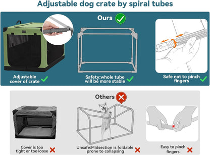 Petsfit 39.5 Inch Crates for Dogs, Adjustable Fabric Cover by Spiral Iron Pipe, Chew Proof 3 Door Design, Soft Portable Dog Kennel Blue