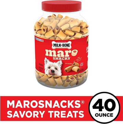 Milk-Bone Marosnacks Dog Treats Bundle: 40 Ounce Canister + 2 Refill Packs