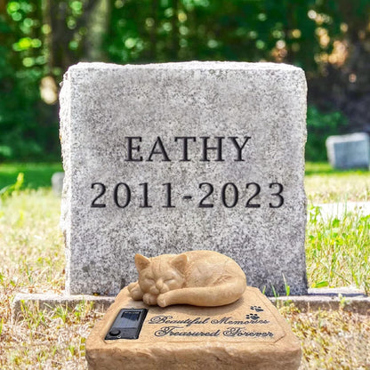 Personalized Cat Memorial Stones Cat Memorial Statue Cat Headstone for Grave Cat Tombstones Pet Loss of Cat Sympathy Gift Home Yard Garden Decor, 8”L X 6.5”W X 3.5”H