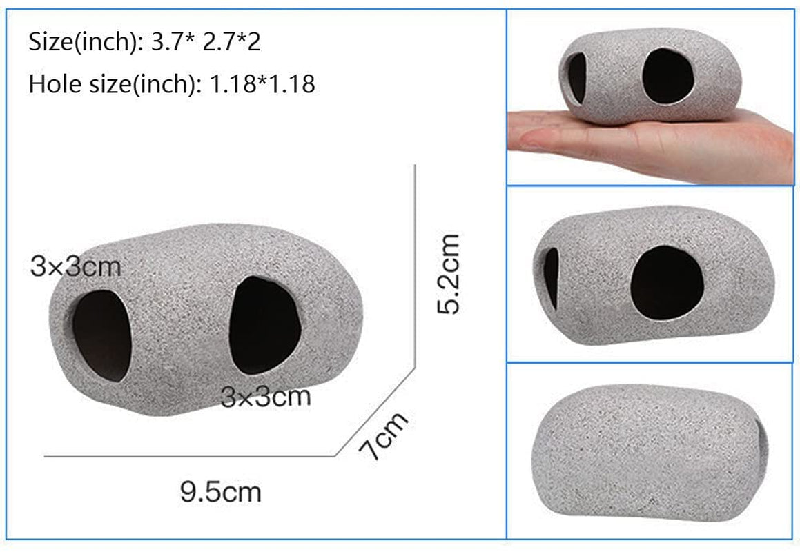 2PCS Aquarium Hideaway Rocks for Aquatic Pets to Breed, Play and Rest, Safe and Non-Toxic Fish Tank Ornaments, Ceramic Decor Rocks for Betta