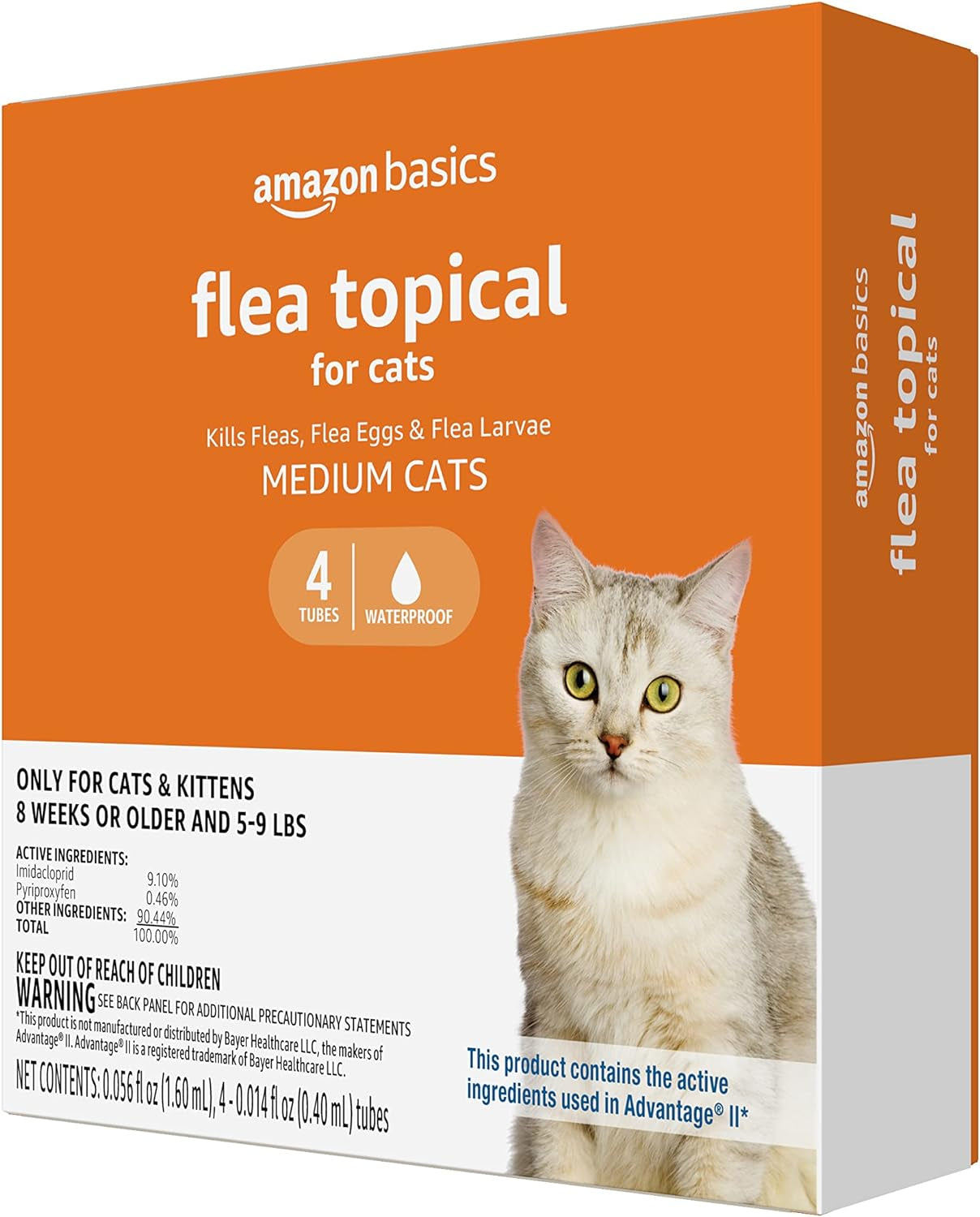 Amazon Basics Flea Topical for Medium Cats (5-9 Pounds), 4 Count