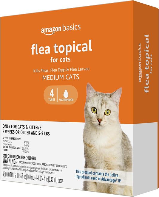 Amazon Basics Flea Topical for Medium Cats (5-9 Pounds), 4 Count