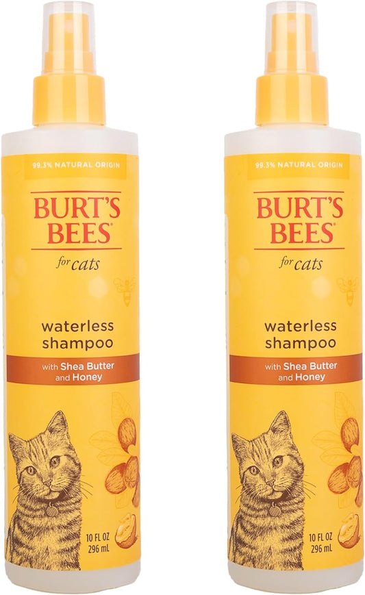 Burt'S Bees for Pets Cat Naturally Derived Waterless Shampoo with Shea Butter and Honey - Cat Waterless Shampoo Spray - Easy to Use Cat Dry Shampoo - Made in the USA, 10 Oz - 2 Pack