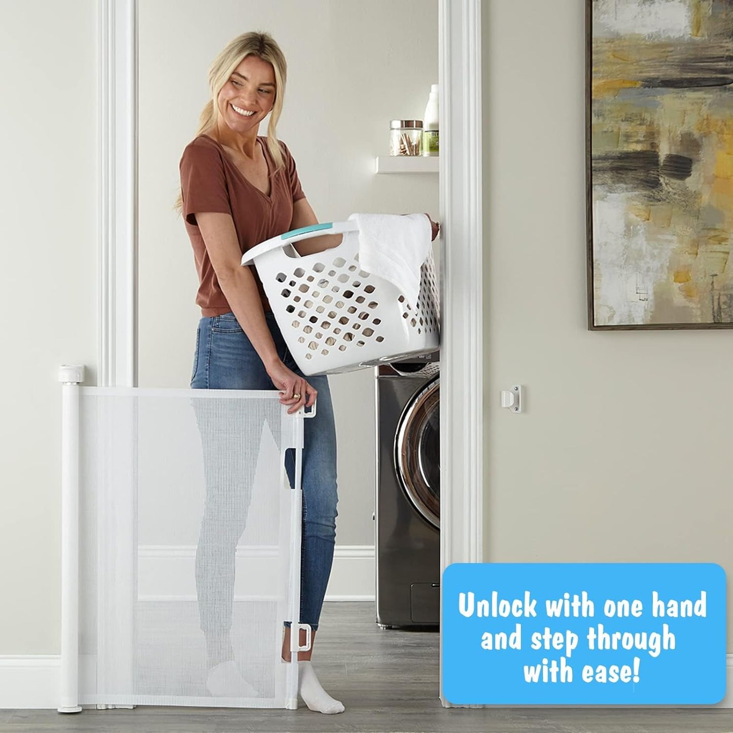 Cumbor Baby Gate Retractable Gates for Stairs, Mesh Dog Gate for the House, Wide Pet Gate 33" Tall, Extends to 55" Wide, Long Child Safety Gates for Doorways, Hallways, Cat Gate Indoor/Outdoor(Black)