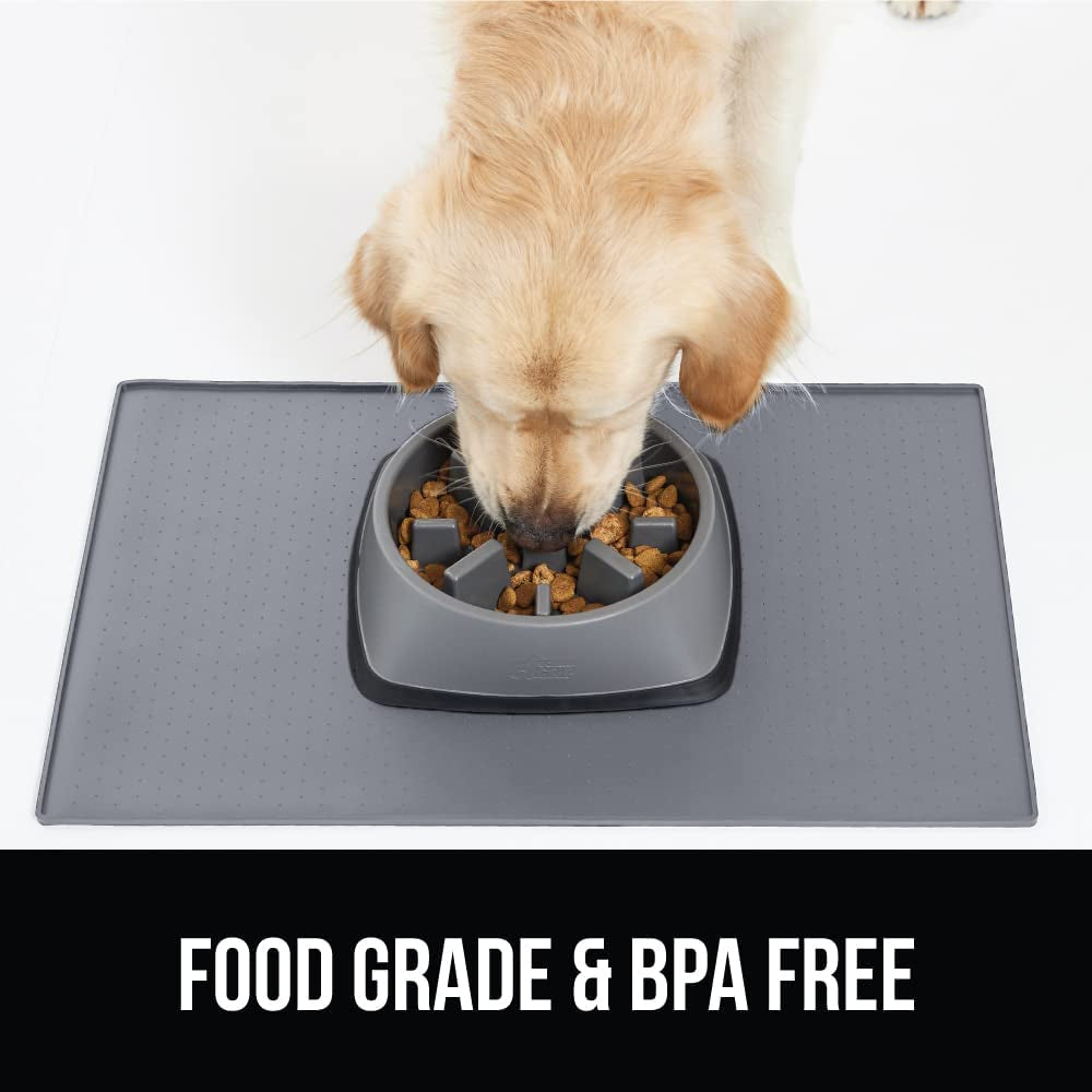 Gorilla Grip 100% Waterproof Raised Edge BPA Free Silicone Pet Feeding Mat, Dog Cat Food Mats Contain Spills Protects Floors, Placemats for Cats and Dogs Water Bowl, Pets Accessories 32X24 Mint