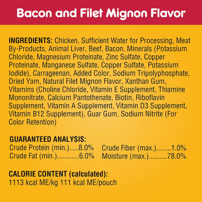 Pedigree High Protein Wet Dog Food Pouches, Beef and Pork Tenderloin Flavor Cuts in Gravy, 3.5 Oz. Pouches, 16 Count