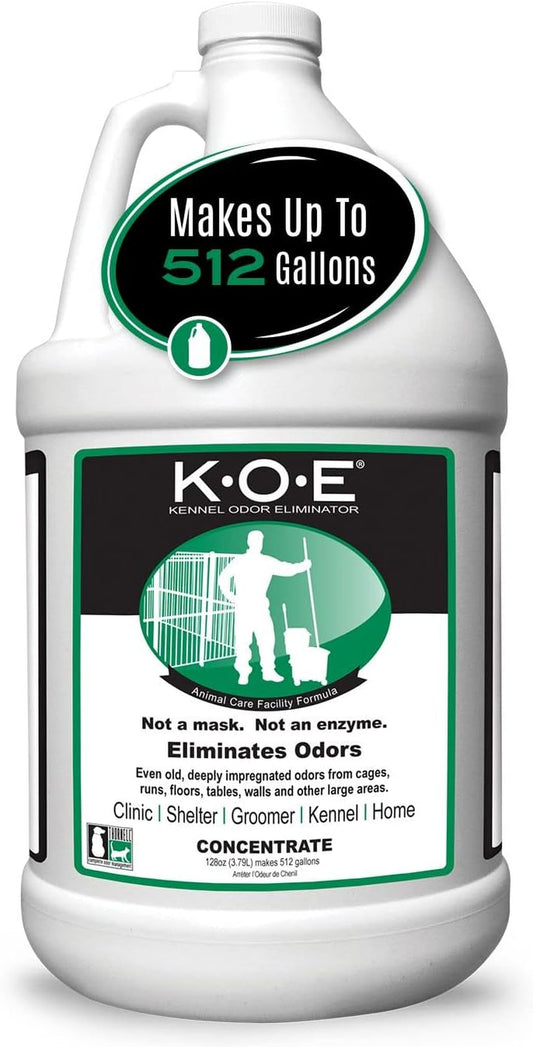 Thornell KOE Kennel Odor Eliminator Concentrate, Odor Eliminator for Strong Odors, Great for Cages, Runs, Floors & More, Pet Odor Eliminator for Home & Kennel W/Safe, Non-Enzymatic Formula, 128 Oz