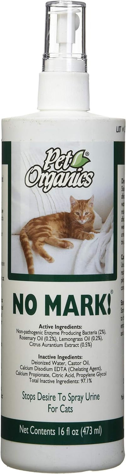 Naturvet Pet Organics No Mark Cat Spray – Helps Deter Cats from Urine Marking – for Indoor/Outdoor Use, Housetraining – Simulated Pheromones, Mist Sprayer – 16 Fl. Oz.