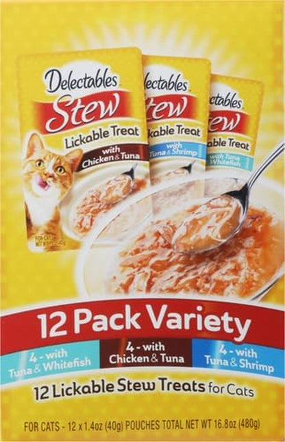 Hartz Delectables Stew Tuna & Salmon Lickable Wet Cat Treats, 1.4 Ounce (Pack of 12)