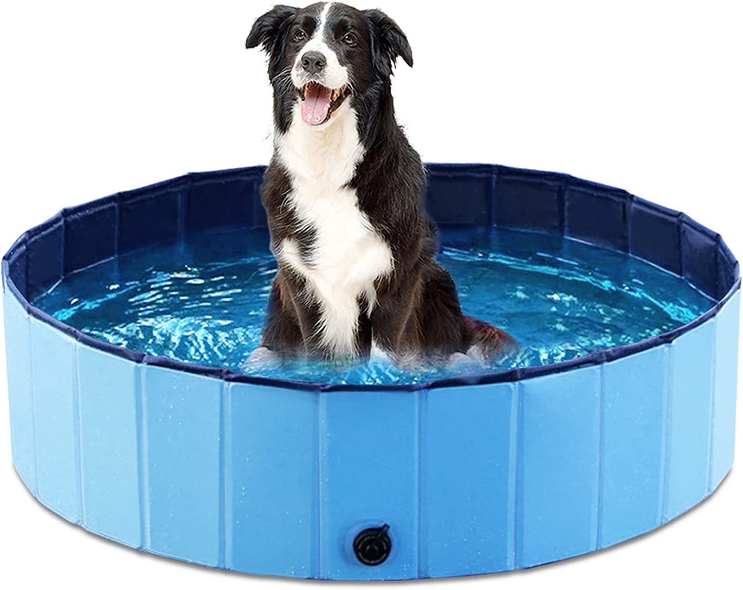 Jasonwell Foldable Dog Pool Collapsible Hard Plastic Dog Swimming Pool Portable Kiddie Pool Pet Pool Doggie Wading Pool Bath Tub for Puppy Small Medium Large Dogs Cats and Kids 39.5"