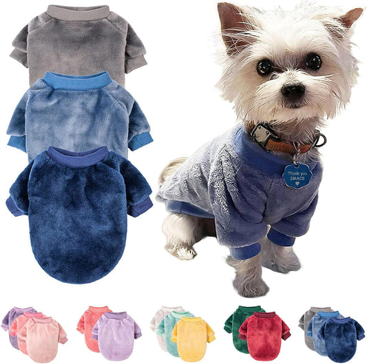 Fabricastle Dog Sweater, Pack of 2 or 3, Dog Clothes, Dog Coat, Dog Jacket for Small or Medium Dogs Boy or Girl, Ultra Soft and Warm Cat Pet Sweaters (Small, Grey,Blue,Dark Blue)