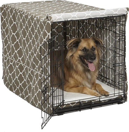 Midwest Homes for Pets Dog Crate Cover, Privacy Dog Crate Cover Fits Midwest Dog Crates, Crate Cover Only; Machine Wash & Dry; Brown Geo Print; 36 Inch