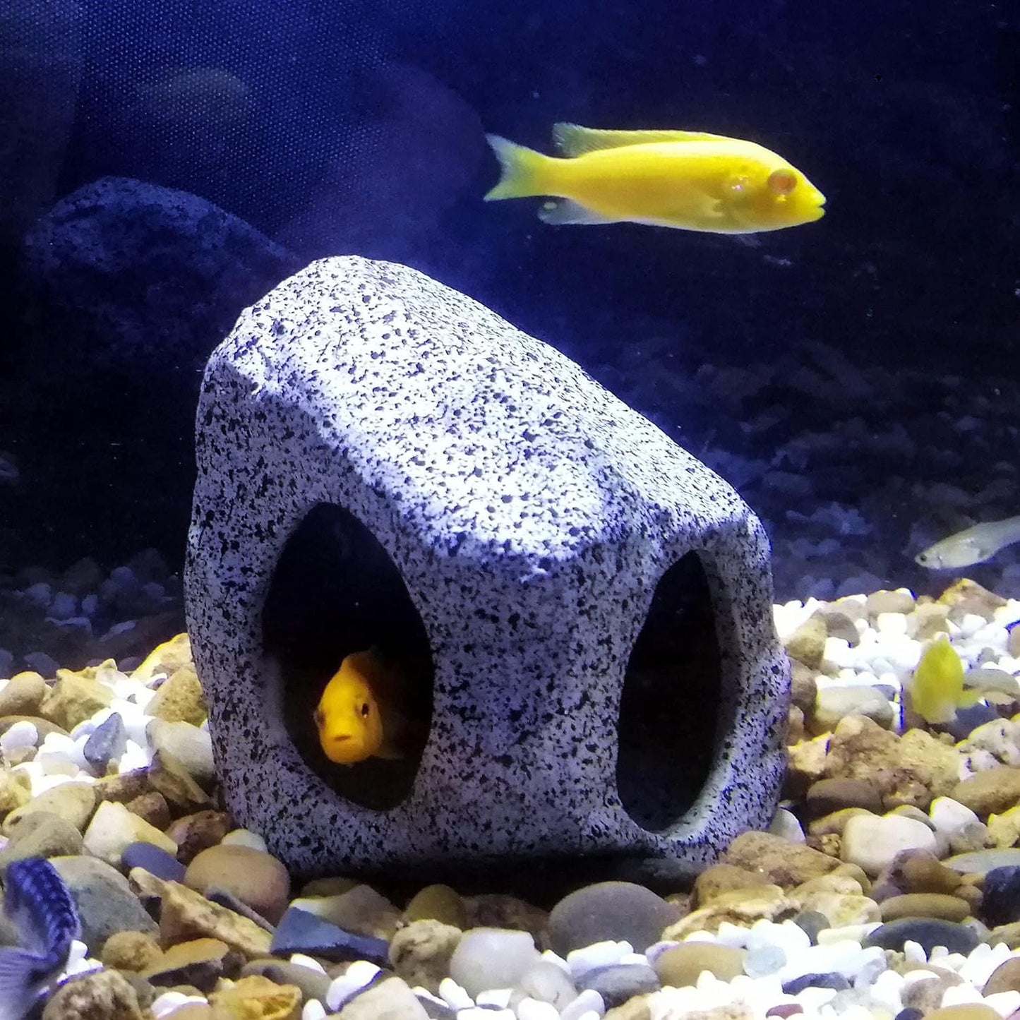 Aquarium Hideaway Rock Cave for Aquatic Pets to Breed, Play and Rest, Safe and Non-Toxic Ceramic Fish Tank Ornaments, Decor Stone for Betta