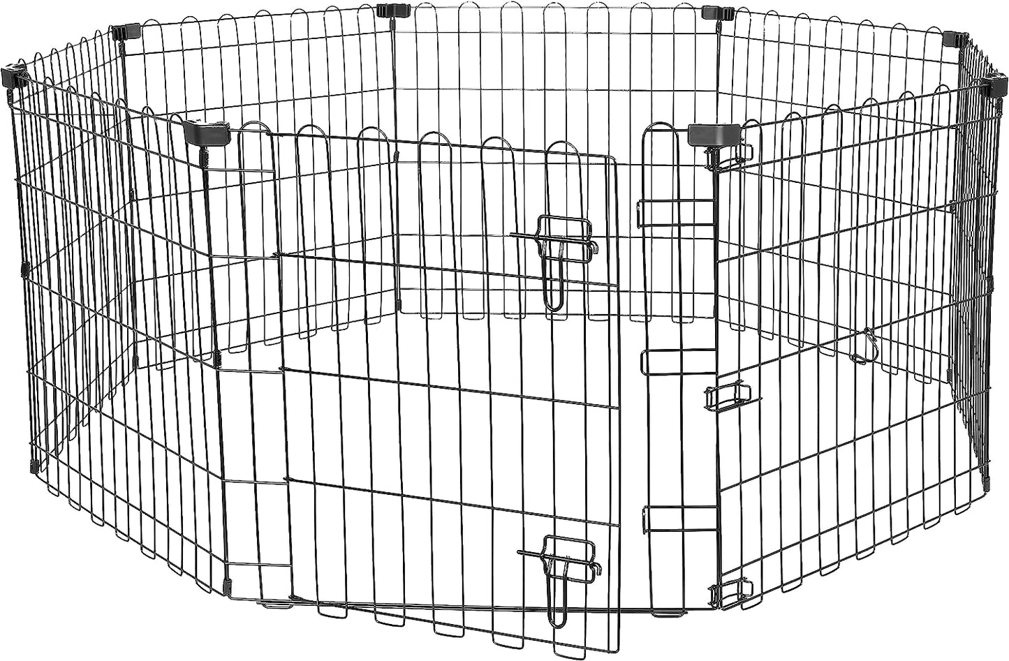 Amazon Basics - Octagonal Foldable Metal Exercise Pet Play Pen for Dogs, Fence Pen, Single Door, Extra Small, 60 X 60 X 24 Inches, Black